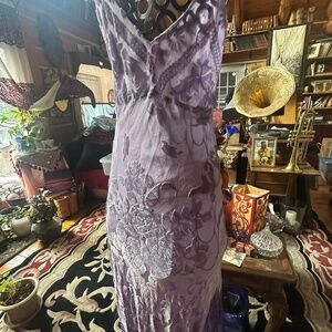 BEAUTIFUL BOHEMIAN PURPLE VELVET SLIP DRESS with Fringe